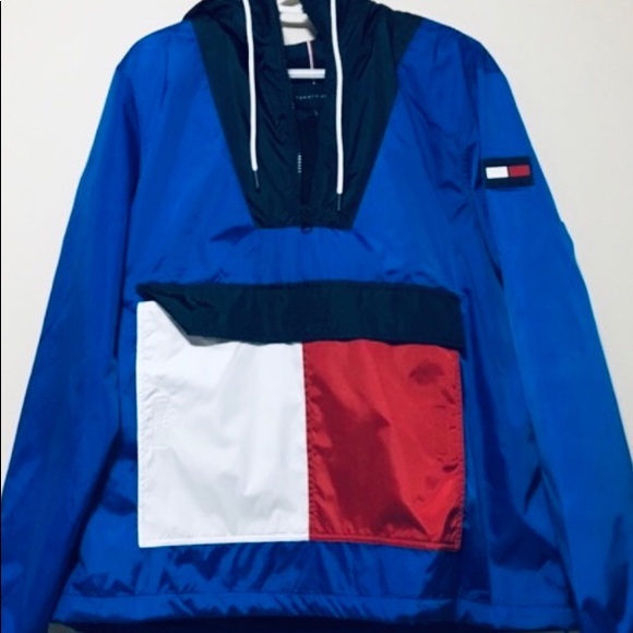 tommy hilfiger blue rain jacket